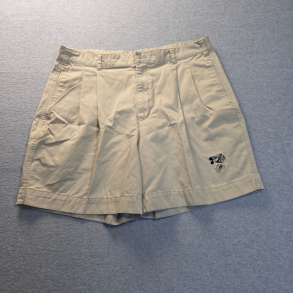 Mickey Mouse Golf Shorts Mens 38 Khaki Pleated Cotton‎ Fairway Blues USA Vintage